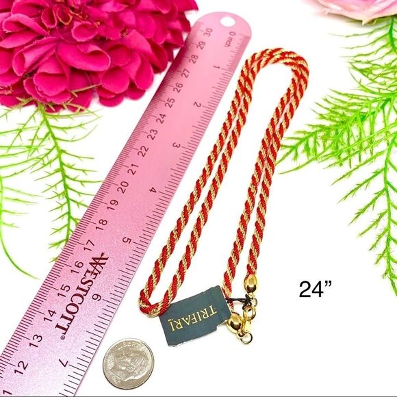 VINTAGE⚜️NWT TRIFARI Red & Golden Twist Chain 24” - Picture 8 of 9